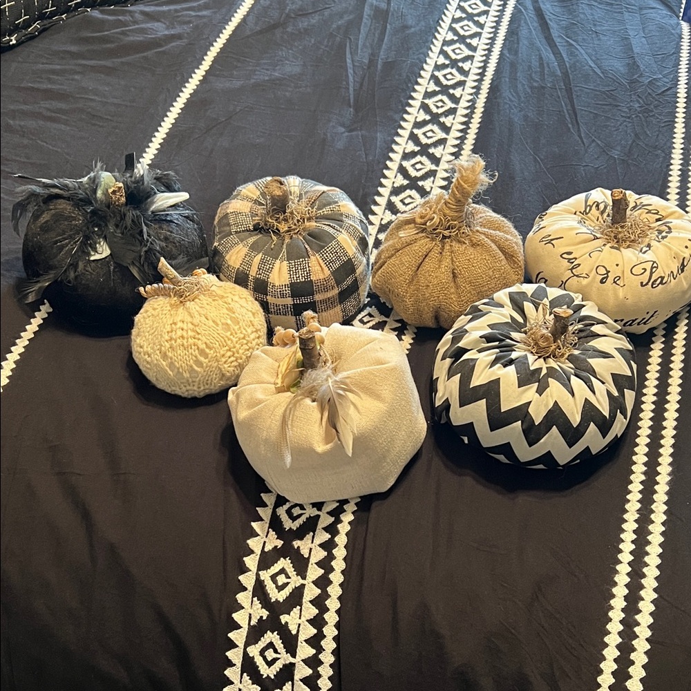 Assorted Fabric Pumpkin Decor Set